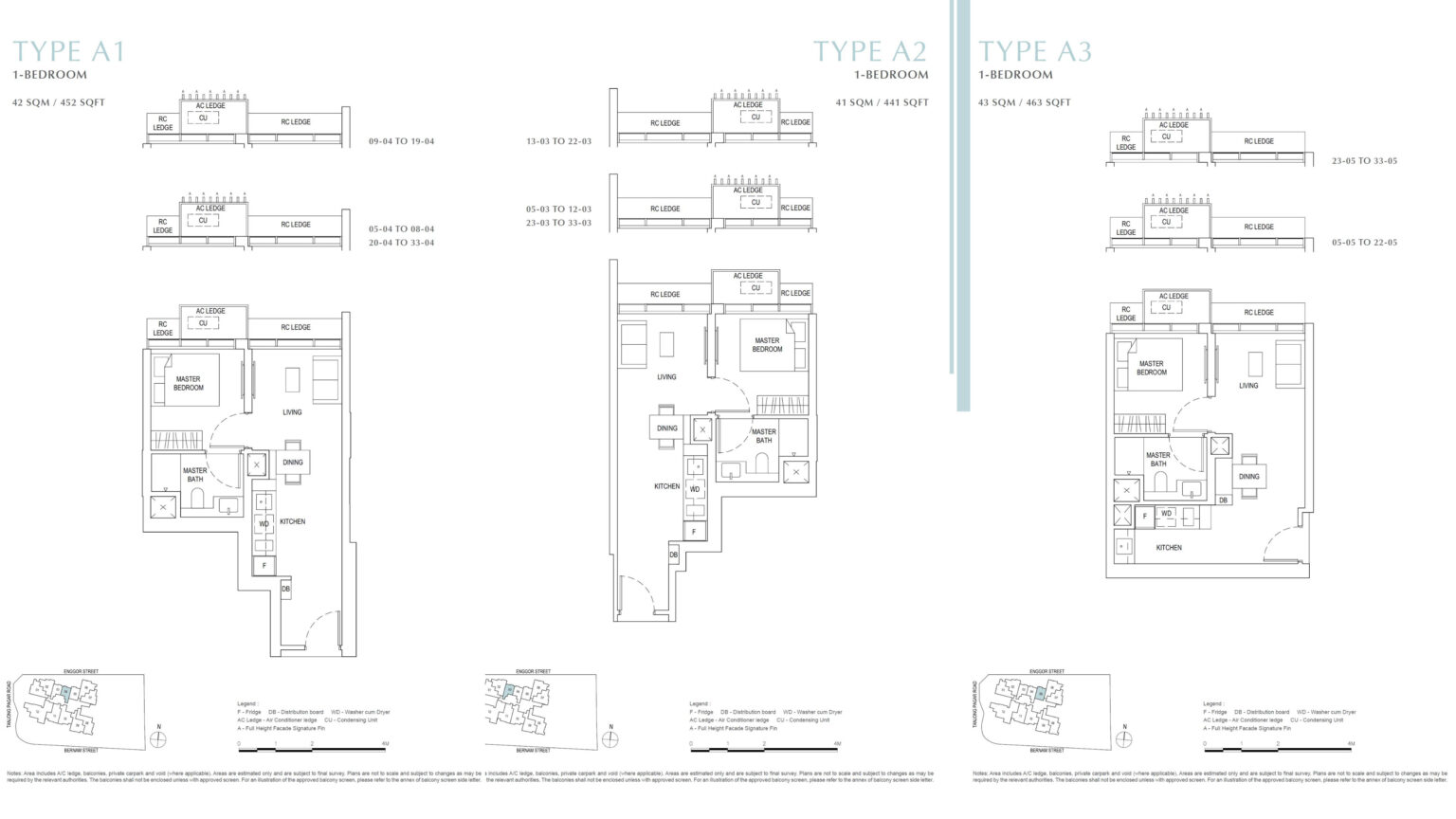 One Bernam 1-bedroom floor plans