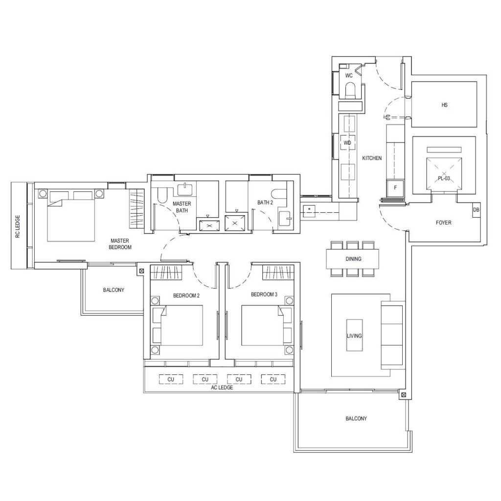 One Bernam 3-Bedroom Floor Plan