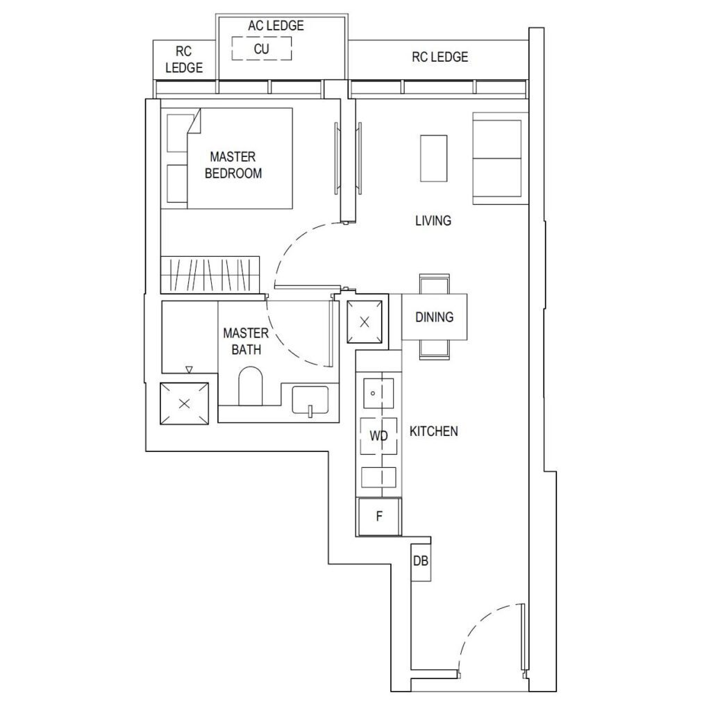 One Bernam 1-bedroom floor plan